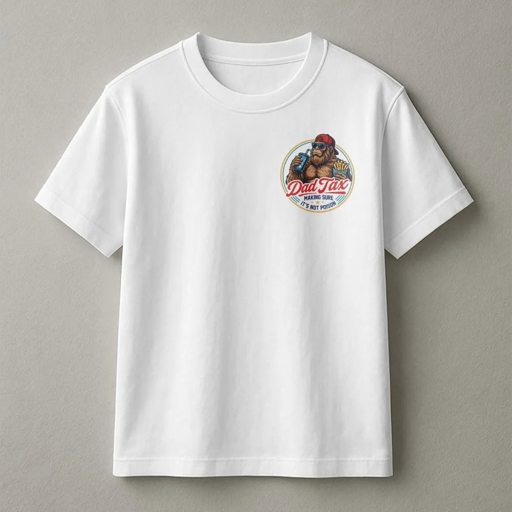 Dad Tax retro gorilla print on a white unisex cotton t-shirt