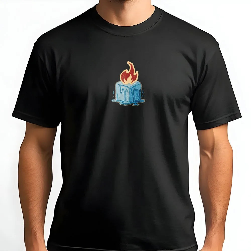 Melting Ice Candle T-Shirt | Minimalist Graphic Art Tee | Premium 100% Cotton | Artistic Casual Wear for Men and Women