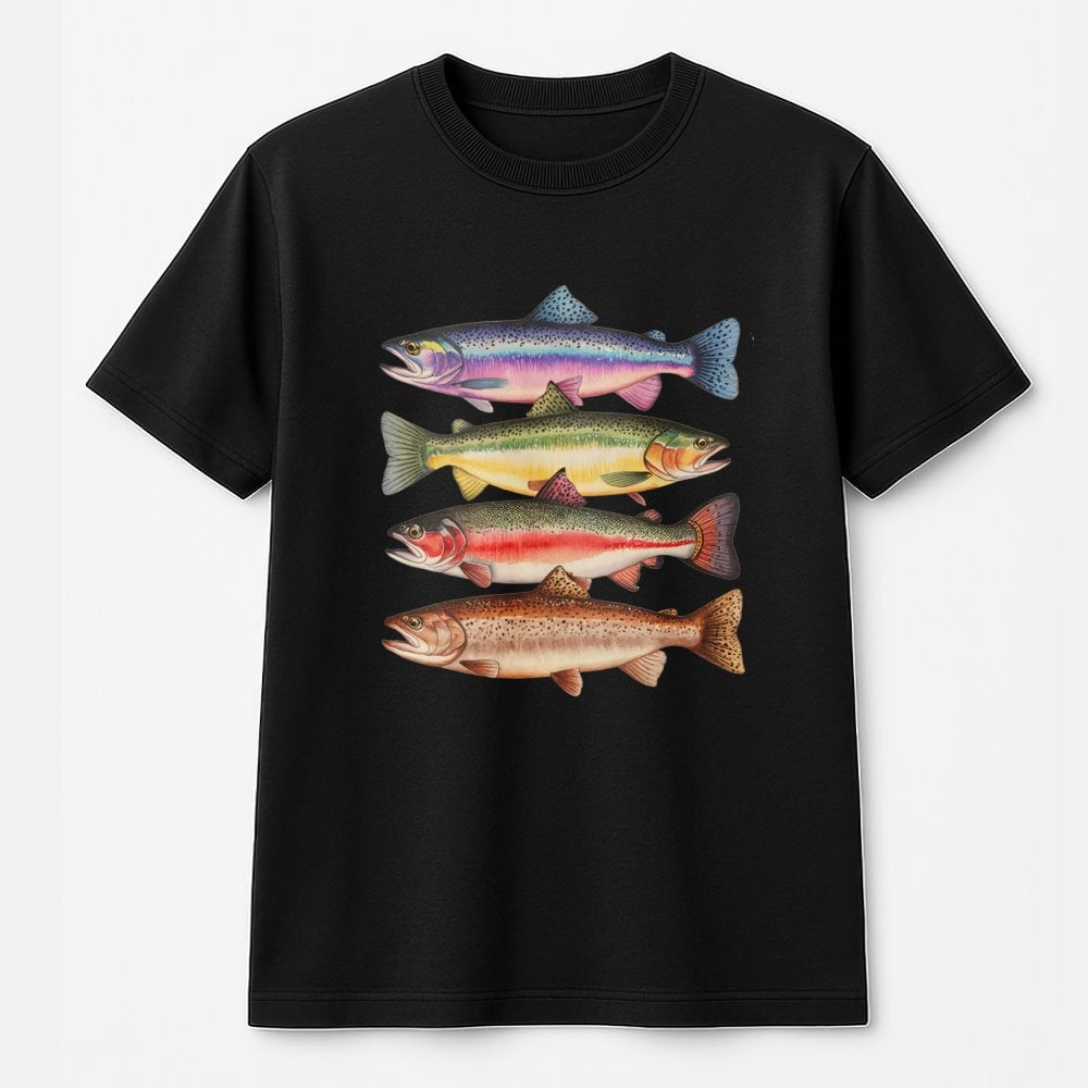 Trout Fish T-Shirt | Vintage Fly Fishing Graphic Design | Premium 100% Cotton Tee | Gift for Anglers and Nature Lovers