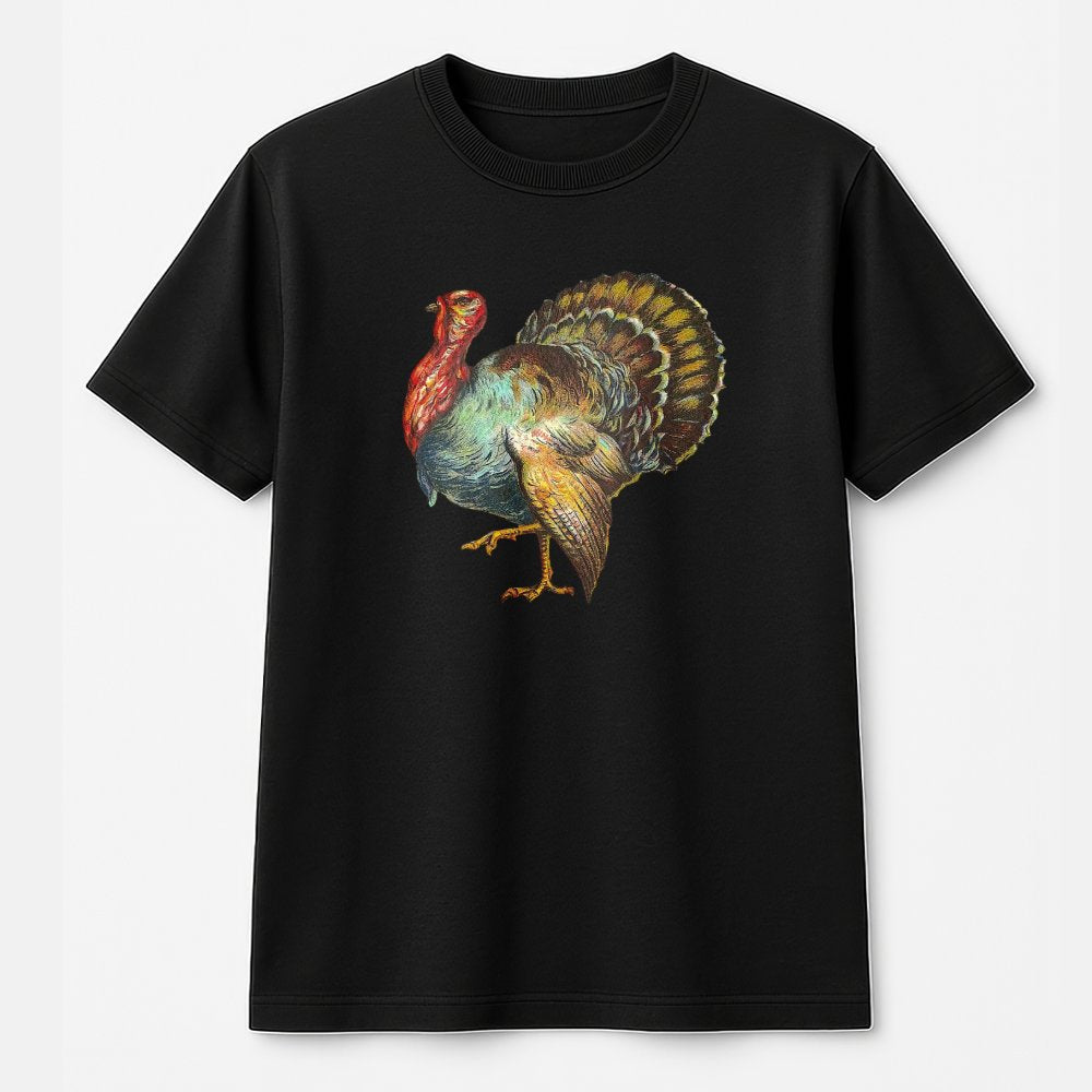 Thanksgiving Turkey T-Shirt | Vintage Bird Graphic Art | 100% Cotton Premium Tee | Cute Fall Gift for Women and Family