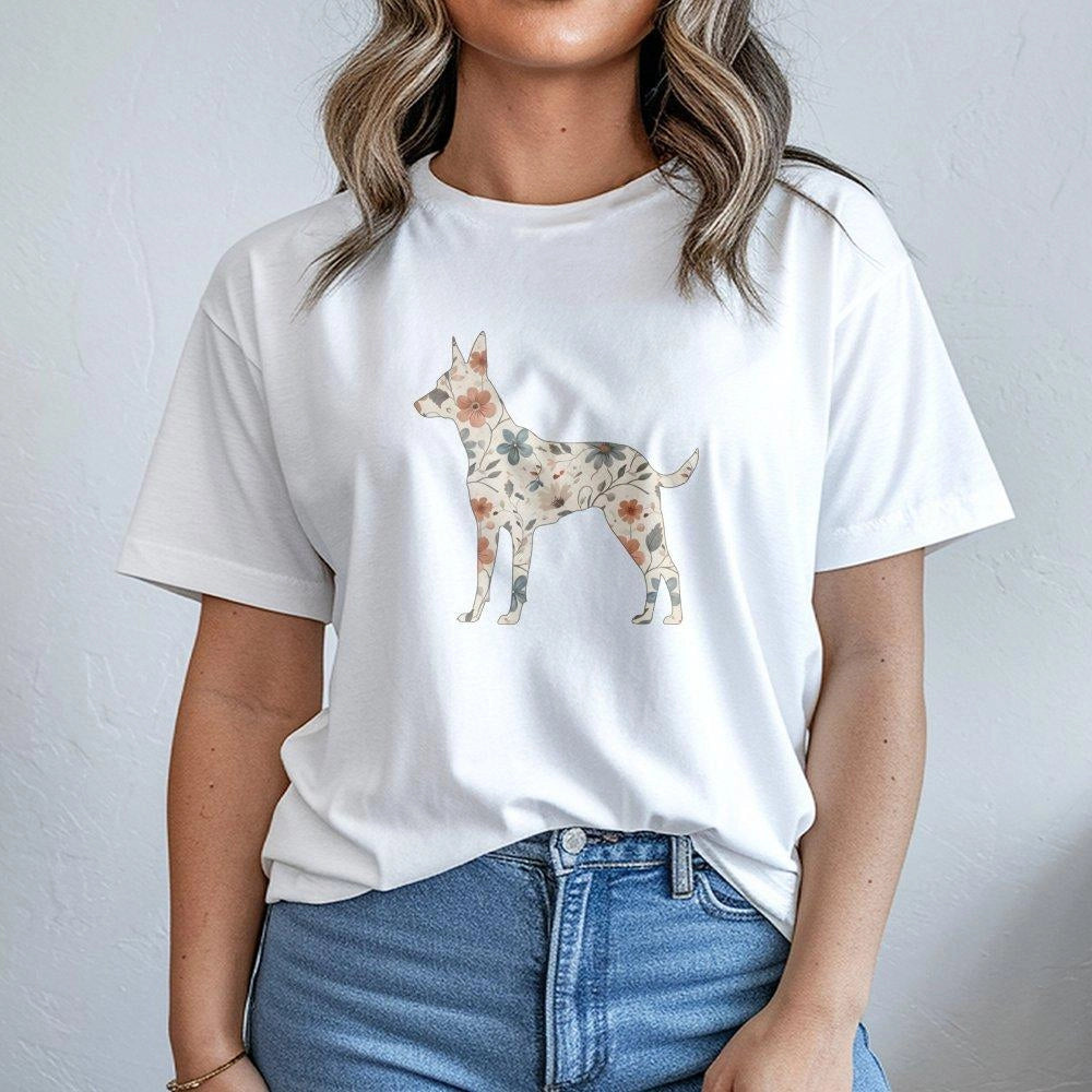 Belgian Malinois T-Shirt | Floral Wildflower Graphic Art | Premium 100% Cotton Tee | Gift for Dog Mom and Puppy Owners