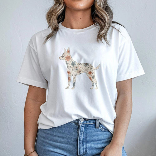 Belgian Malinois T-Shirt | Floral Wildflower Graphic Art | Premium 100% Cotton Tee | Gift for Dog Mom and Puppy Owners
