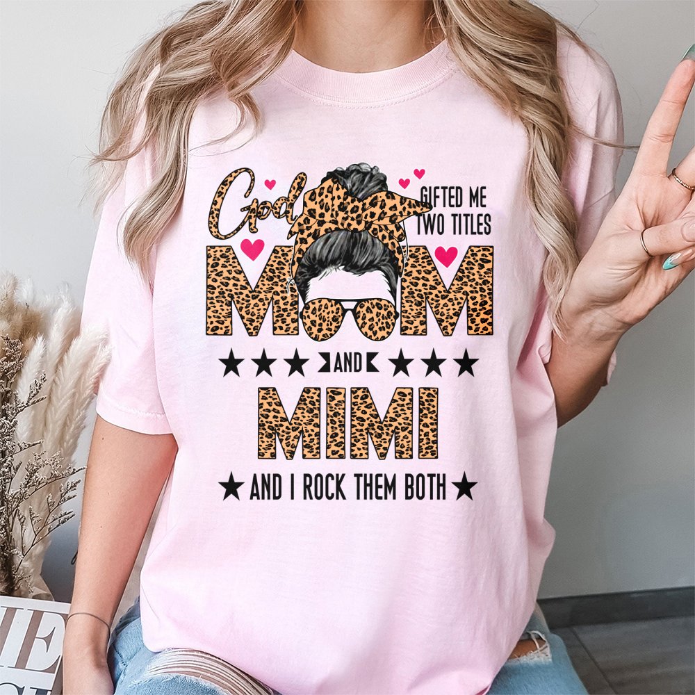 Mom and Mimi T-Shirt | Leopard Print Graphic Design | 100% Premium Cotton | Mother's Day 2026 Gift for Grandma and Mom