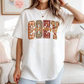 Cozy Season T-Shirt | Plaid Leopard Floral Graphic Design | 100% Cotton Premium Tee | Cute Fall Aesthetic Gift for Her