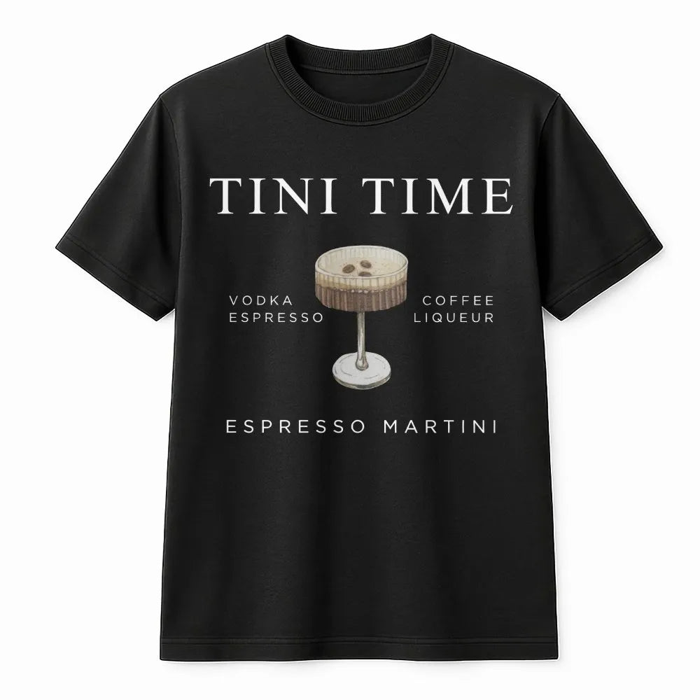 Espresso Martini T-Shirt | Tini Time Cocktail Recipe Graphic | Premium Cotton Blend | Gift for Coffee & Cocktail Lovers