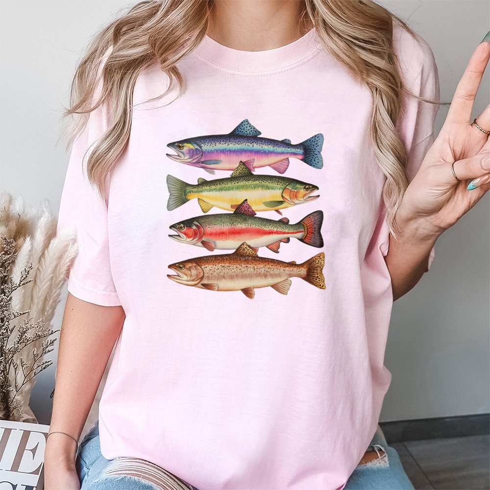 Trout Fish T-Shirt | Vintage Fly Fishing Graphic Design | Premium 100% Cotton Tee | Gift for Anglers and Nature Lovers