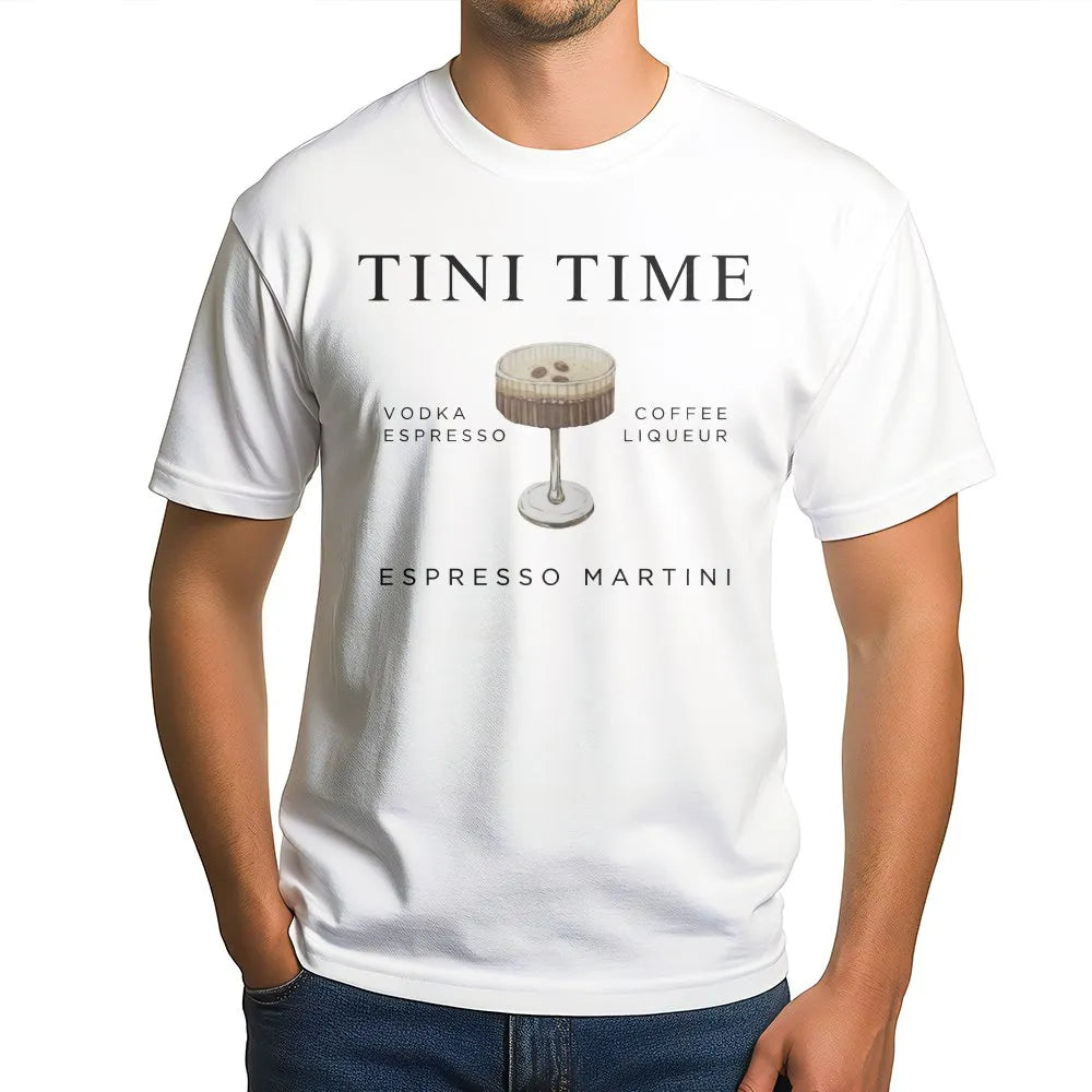 Espresso Martini T-Shirt | Tini Time Cocktail Recipe Graphic | Premium Cotton Blend | Gift for Coffee & Cocktail Lovers