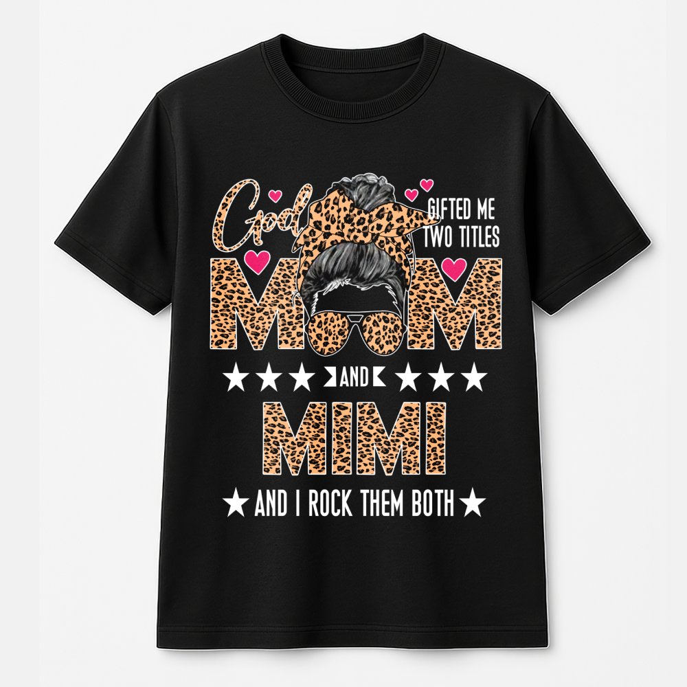 Mom and Mimi T-Shirt | Leopard Print Graphic Design | 100% Premium Cotton | Mother's Day 2026 Gift for Grandma and Mom