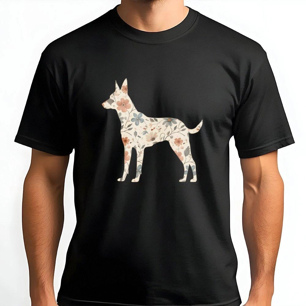 Belgian Malinois T-Shirt | Floral Wildflower Graphic Art | Premium 100% Cotton Tee | Gift for Dog Mom and Puppy Owners