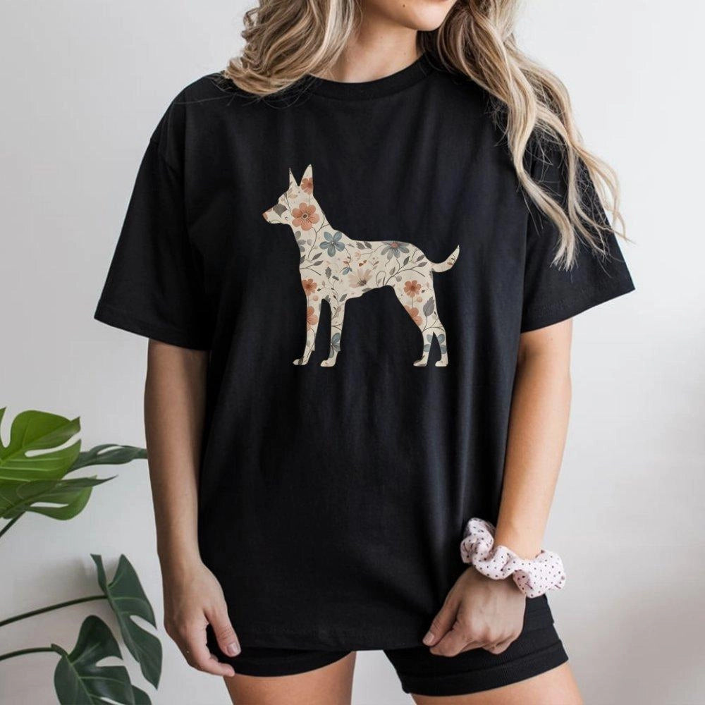 Belgian Malinois T-Shirt | Floral Wildflower Graphic Art | Premium 100% Cotton Tee | Gift for Dog Mom and Puppy Owners
