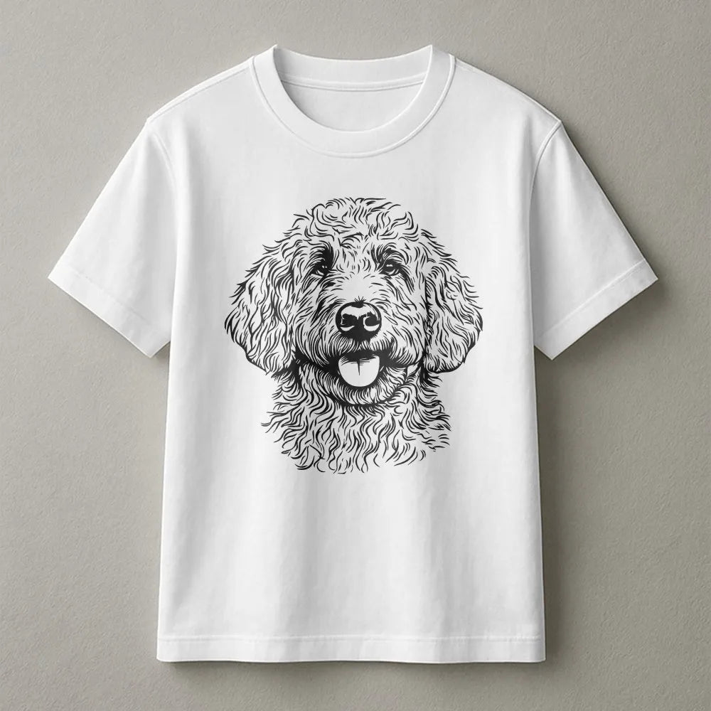 Goldendoodle T-Shirt | Minimalist Doodle Dog Portrait | Premium 100% Cotton Tee | Cute Pet Lover Gift for Men and Women
