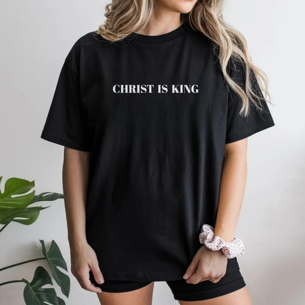 Christ Is King T-Shirt | Minimalist Faith Scripture Quote | Premium 100% Cotton Tee | Religious Gift For Men And Women