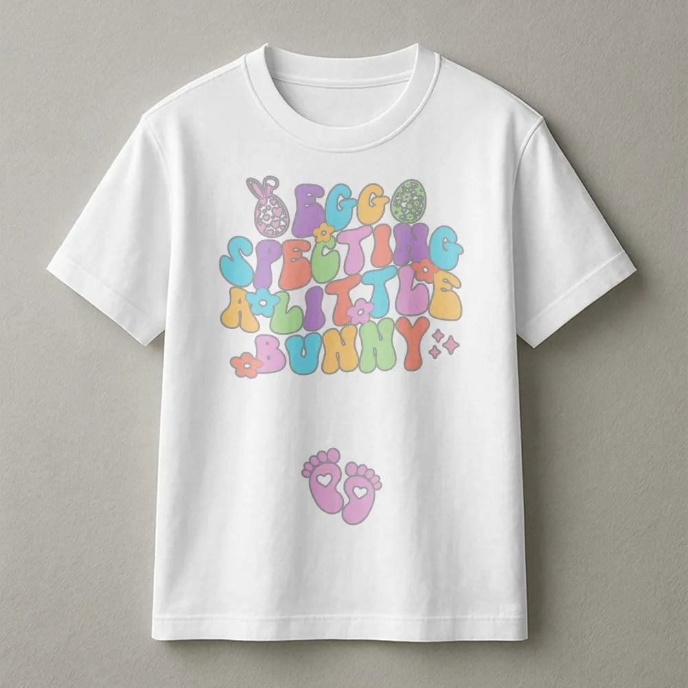 Easter Pregnancy Announcement T-Shirt | Eggspecting Little Bunny Graphic | Premium 100% Cotton | Gift For Expecting Mom