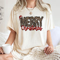 Merry Christmas T-Shirt | Leopard Print Graphic Holiday Top | Premium 100% Cotton Tee | Festive Gift for Women and Men