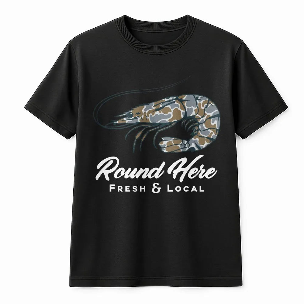 Shrimp Fishing T-Shirt | Southern Coastal Seafood Back Graphic | 100% Soft Cotton | Premium Gift for Saltwater Anglers