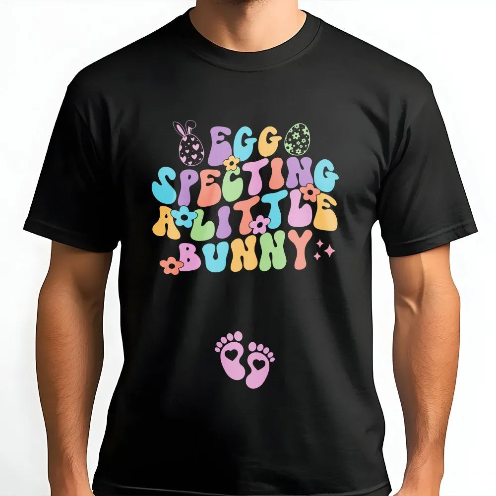 Easter Pregnancy Announcement T-Shirt | Eggspecting Little Bunny Graphic | Premium 100% Cotton | Gift For Expecting Mom