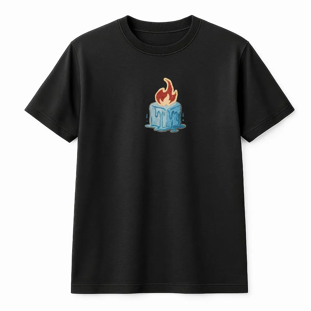 Melting Ice Candle T-Shirt | Minimalist Graphic Art Tee | Premium 100% Cotton | Artistic Casual Wear for Men and Women