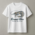 Shrimp Fishing T-Shirt | Southern Coastal Seafood Back Graphic | 100% Soft Cotton | Premium Gift for Saltwater Anglers