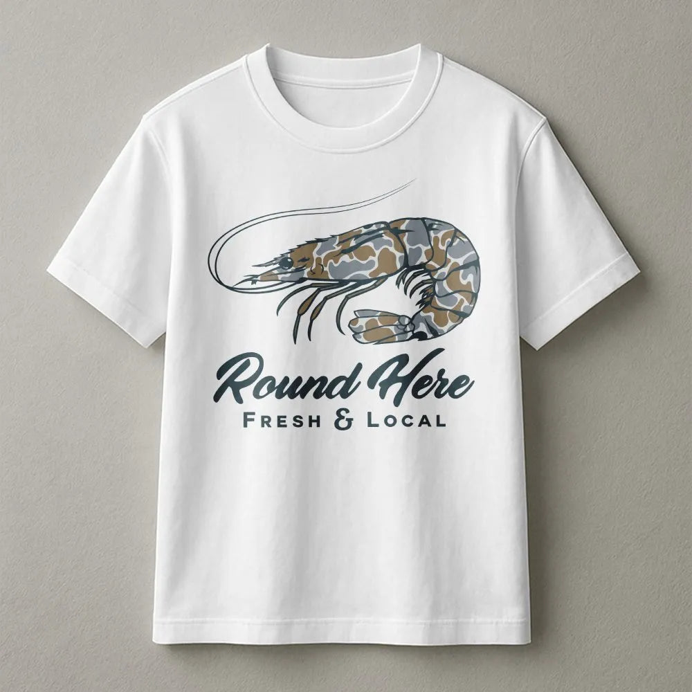 Shrimp Fishing T-Shirt | Southern Coastal Seafood Back Graphic | 100% Soft Cotton | Premium Gift for Saltwater Anglers