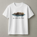 Sea Otter T-Shirt | Go With The Flow Cute Animal Design | Premium 100% Cotton Tee | Gift for Nature and Wildlife Lovers