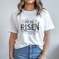 He Is Risen T-Shirt | Floral Matthew 28:6 Scripture Graphic | 100% Cotton Premium Tee | Christian Easter Gift for Women