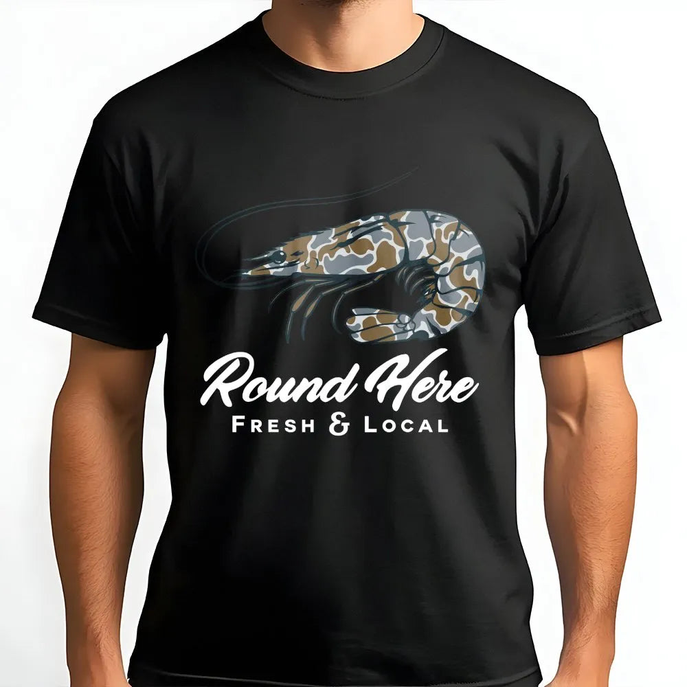 Shrimp Fishing T-Shirt | Southern Coastal Seafood Back Graphic | 100% Soft Cotton | Premium Gift for Saltwater Anglers
