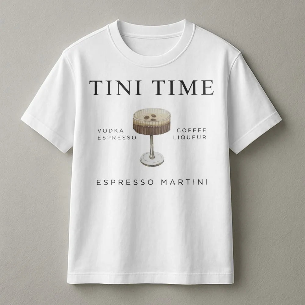 Espresso Martini T-Shirt | Tini Time Cocktail Recipe Graphic | Premium Cotton Blend | Gift for Coffee & Cocktail Lovers
