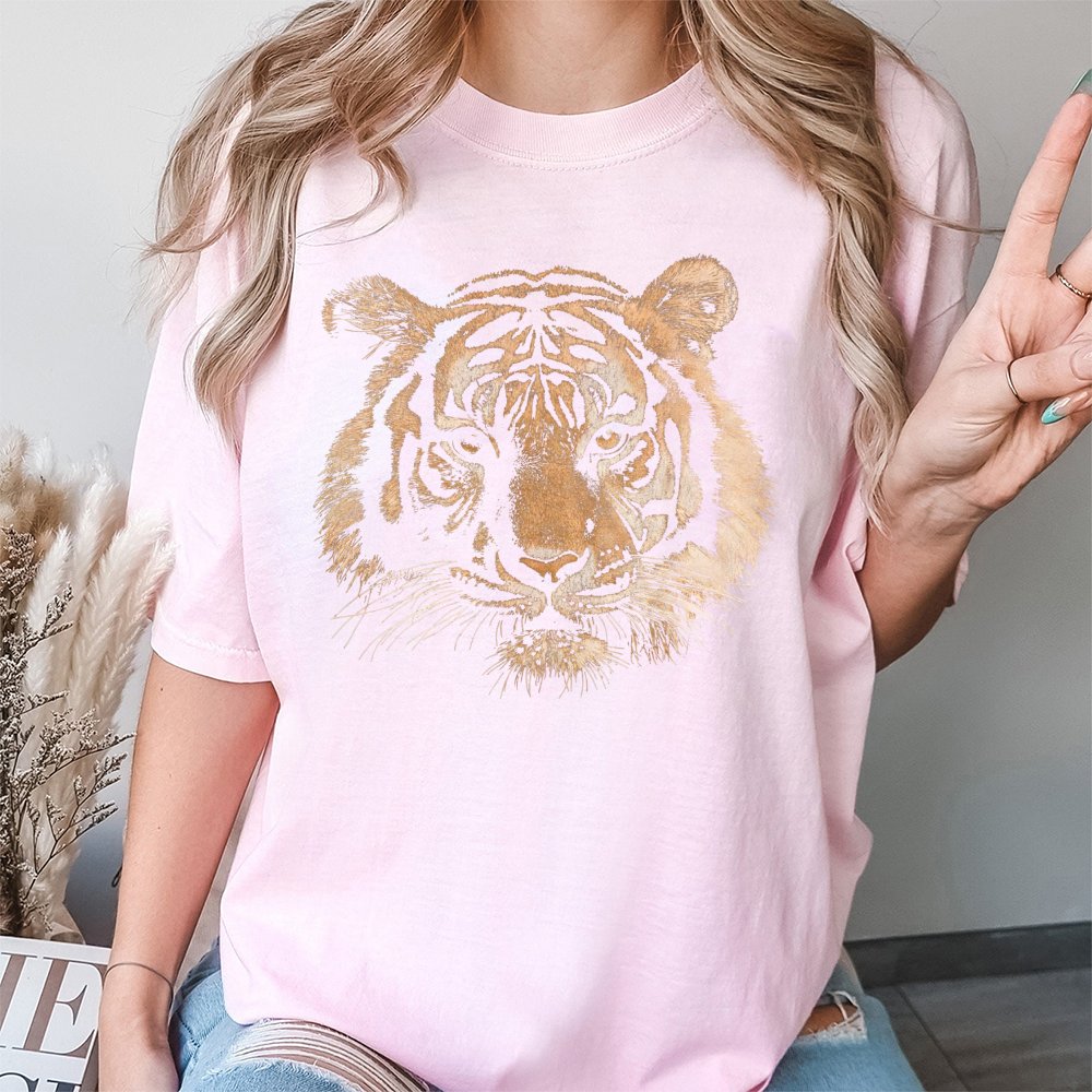 Tiger Graphic T-Shirt | Retro Wild Animal Print | 100% Cotton Premium Tee | Vintage Aesthetic Gift for Wildlife Lovers