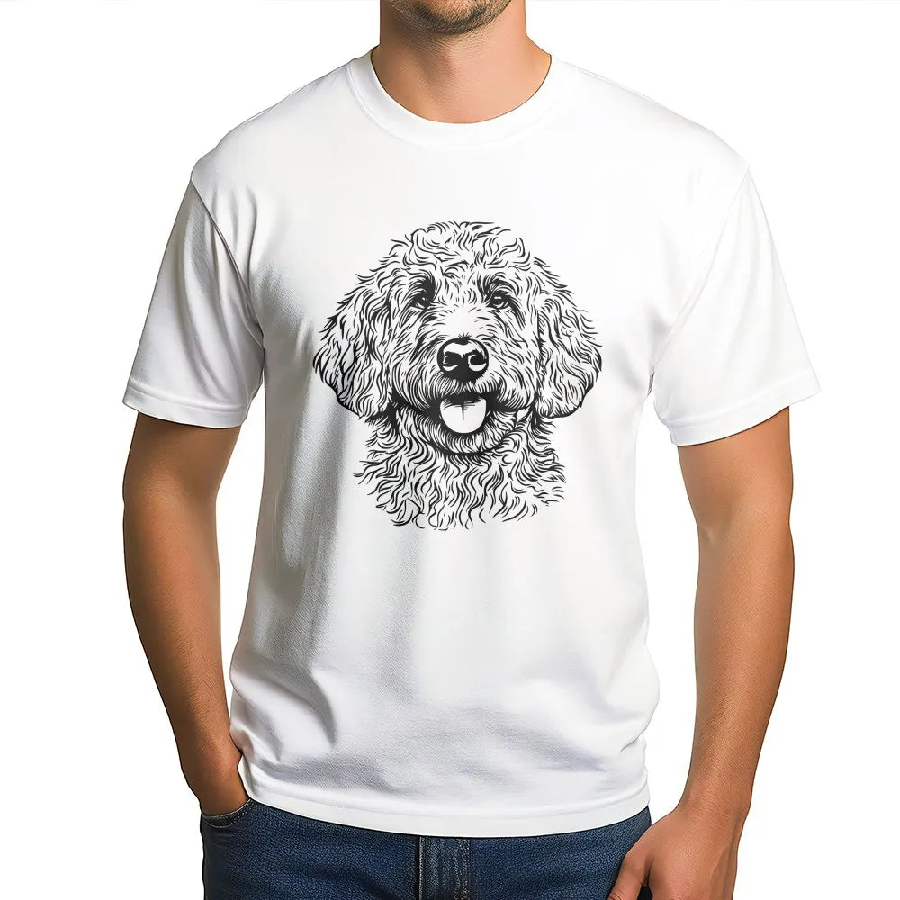 Goldendoodle T-Shirt | Minimalist Doodle Dog Portrait | Premium 100% Cotton Tee | Cute Pet Lover Gift for Men and Women