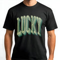 Lucky Graphic T-Shirt | Retro Distressed 70s Typography | 100% Premium Cotton | St Patricks Day Gift for Men and Women