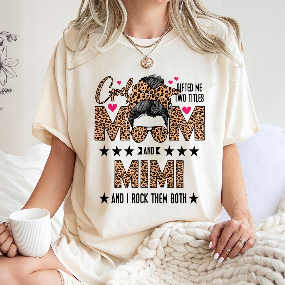 Mom and Mimi T-Shirt | Leopard Print Graphic Design | 100% Premium Cotton | Mother's Day 2026 Gift for Grandma and Mom