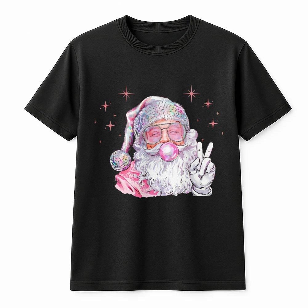 Retro Disco Santa T-Shirt | Bubblegum Pop Art Christmas Graphic | Premium Soft Cotton | Fun Holiday Gift For Her & Him