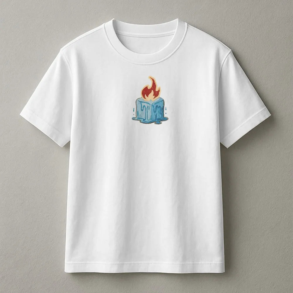 Melting Ice Candle T-Shirt | Minimalist Graphic Art Tee | Premium 100% Cotton | Artistic Casual Wear for Men and Women